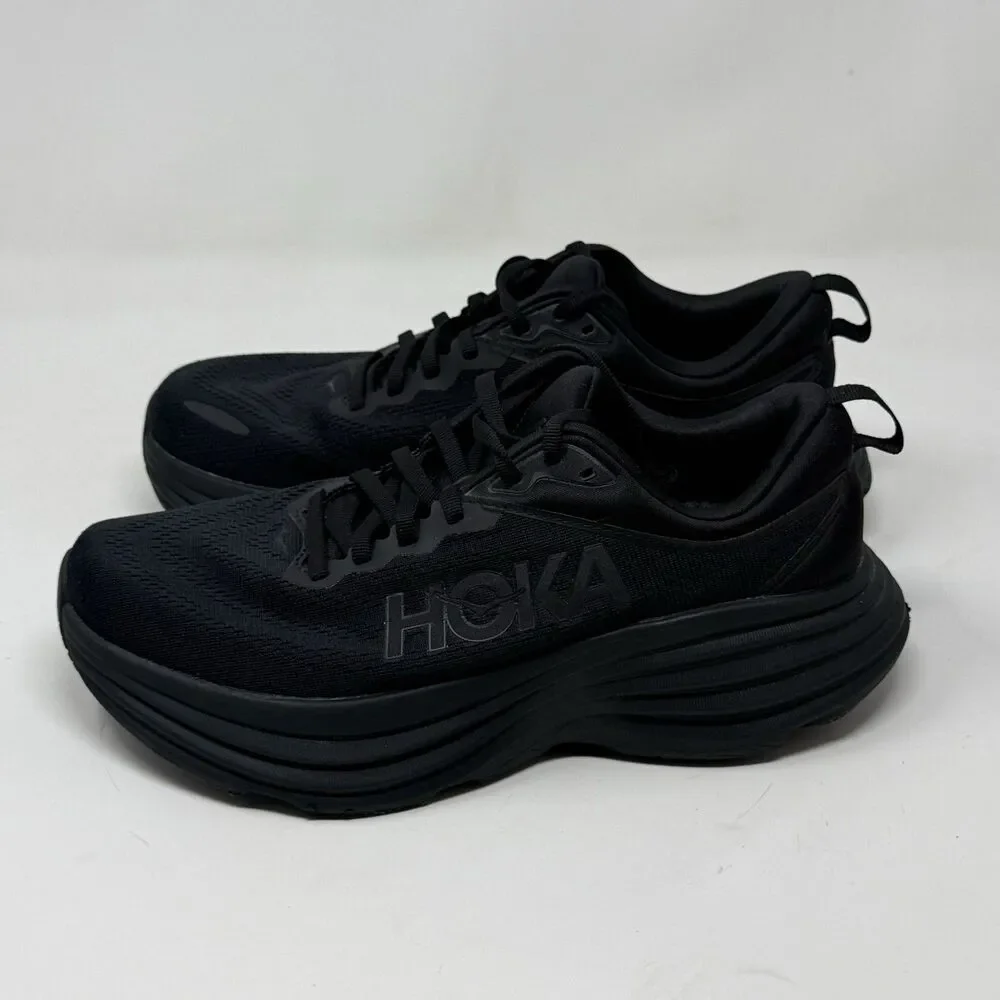 Hoka One One Bondi 8 Womens 8.5 D Wide Triple Black Running Shoes Sneakers